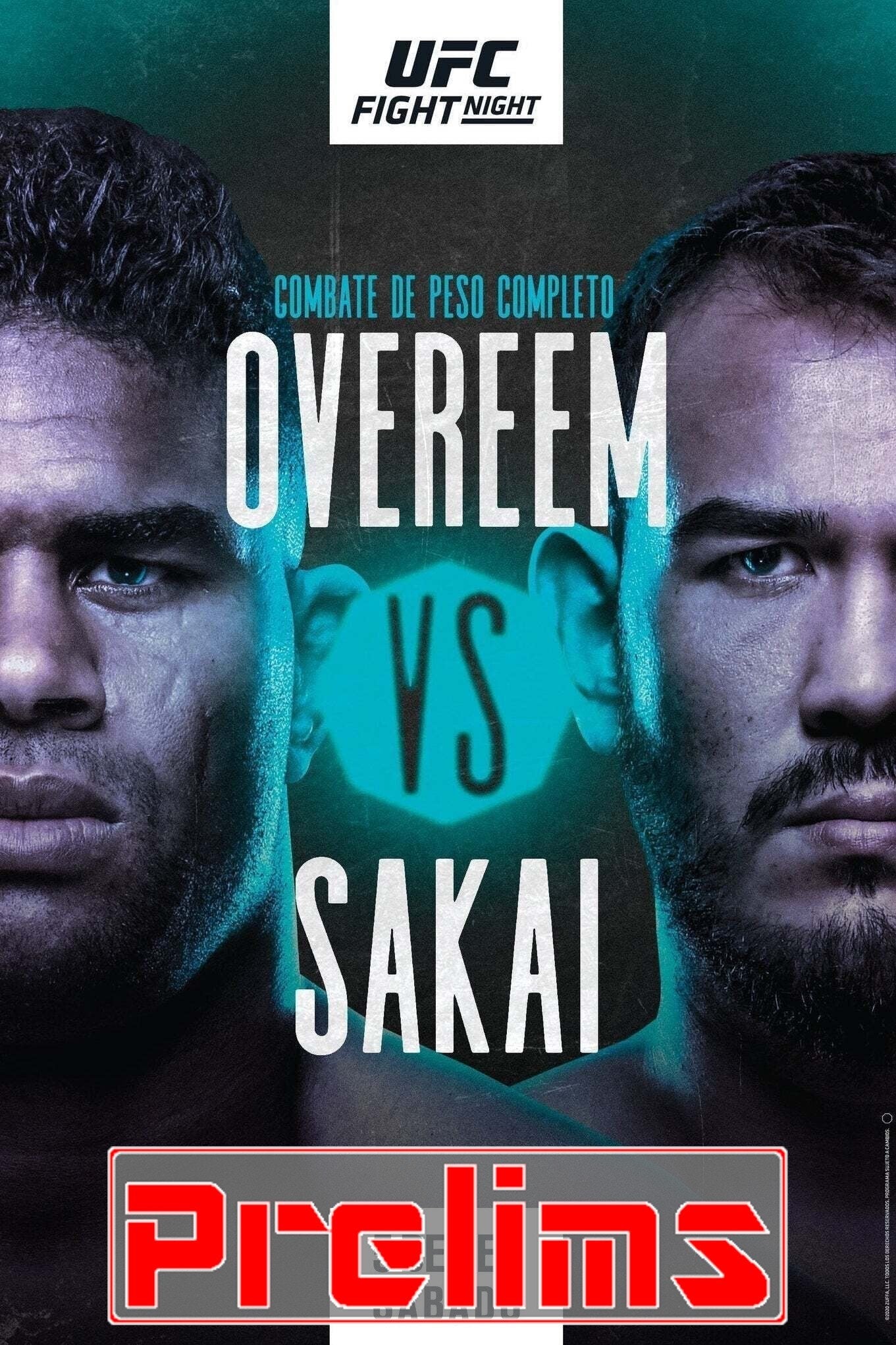 UFC Fight Night 176 Overeem Vs. Sakai Prelims Poster Print