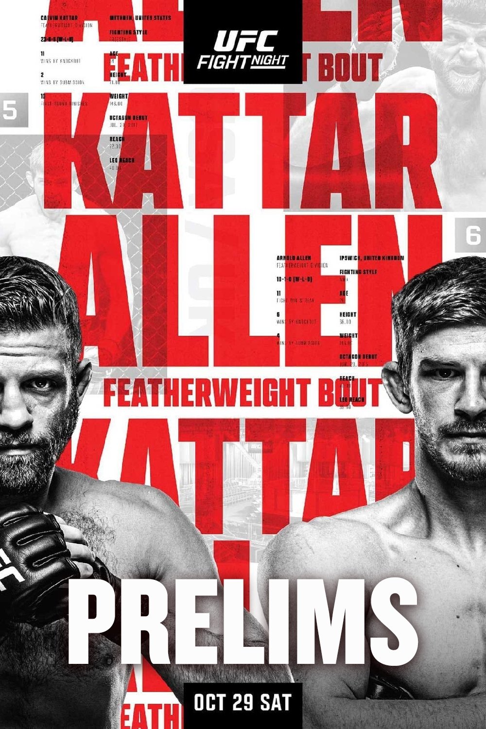 UFC Fight Night 213 Kattar Vs. Allen Prelims Poster Print
