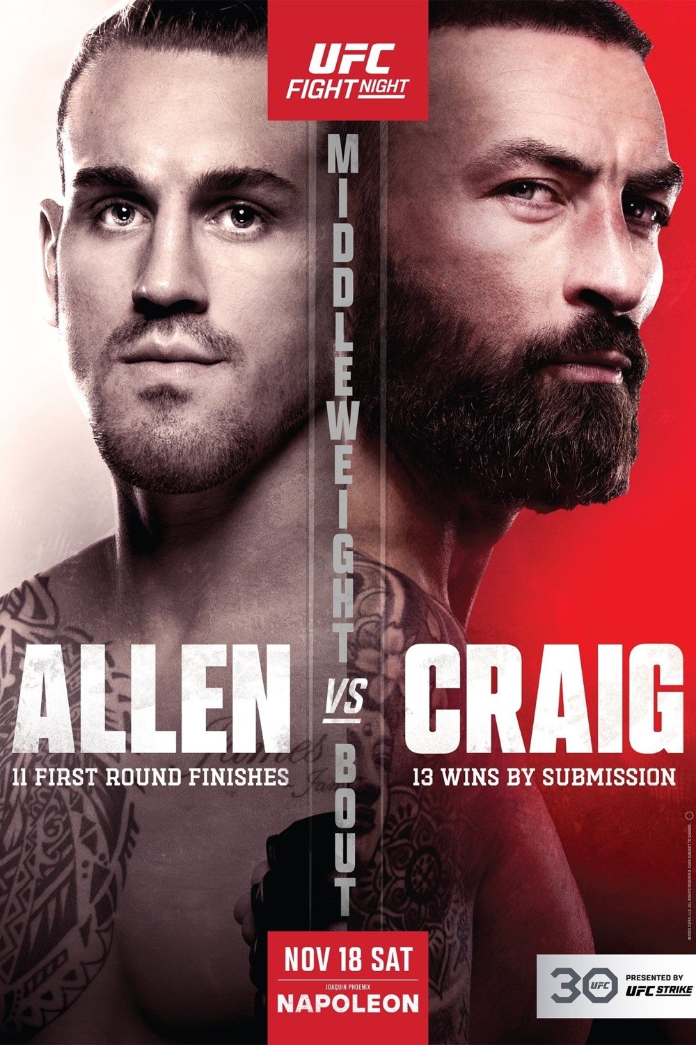 UFC Fight Night 232 Allen Vs. Craig Poster Print