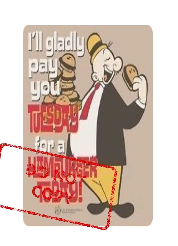 Wimpy Gladly Pay Tuesday Hamburger Today Retro Popeye Tv