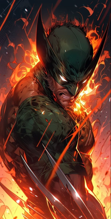 Wolverine Flame Background 357 Print Poster