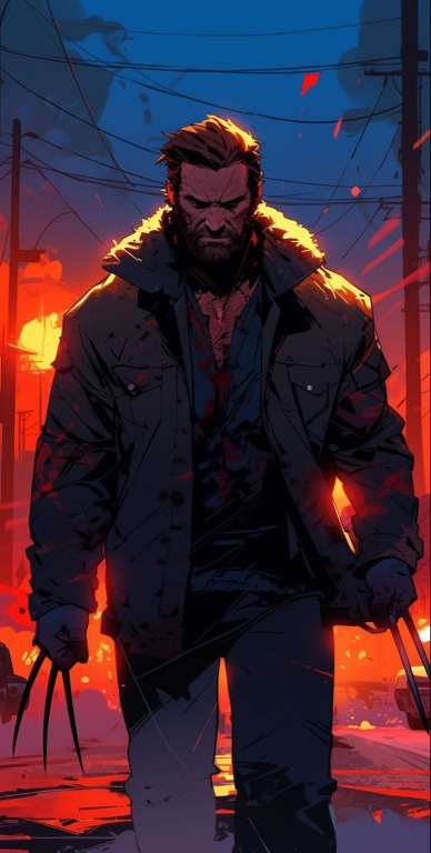 Wolverine Flames Jacket 123 Print Poster