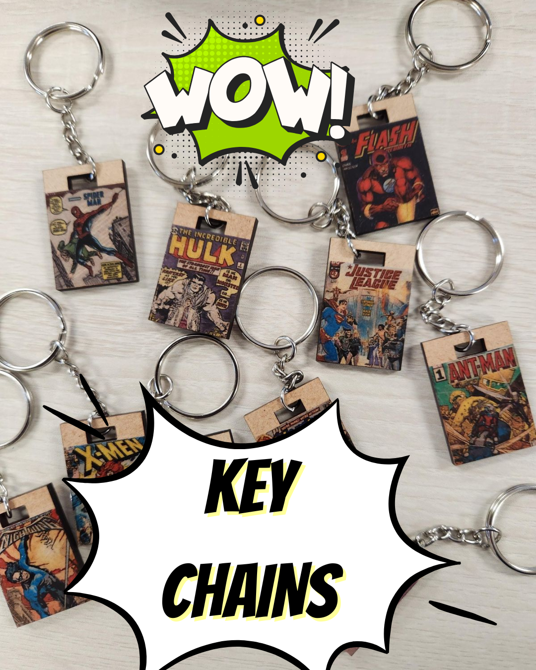 Keychain Comic Superhero Keychain – Searchlight Comics
