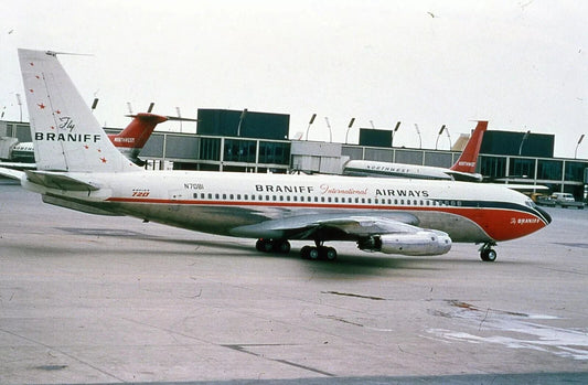 123F B 720 Jet Plane At Airport Vintage Retro Photo 300 Piece Jigsaw Puzzle