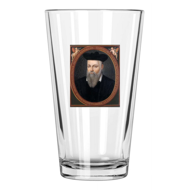 1614 Physician Nostradamus Photo Painting Prophet Pint Beer Drinking Glass