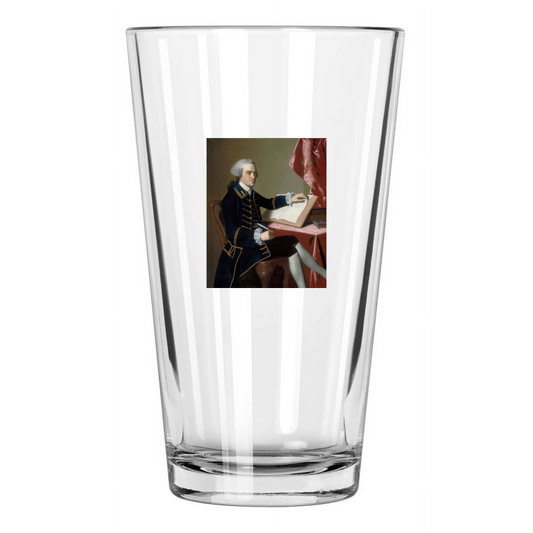 1765 American Patriot John Hancock Painting Portrait Pint Beer Drinking Glass