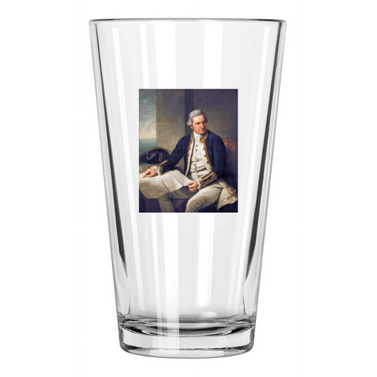 1775 Captain James Cook Photo Painting British Explorer Pint Beer Drinking Glass