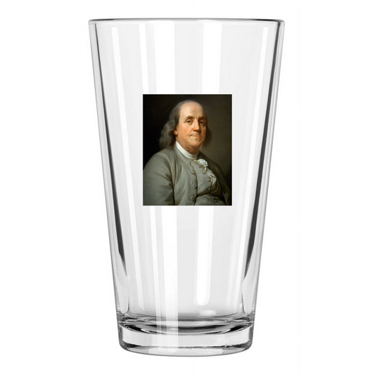 1785 American Inventor Benjamin Franklin Painting Portrait Pint Beer Glass