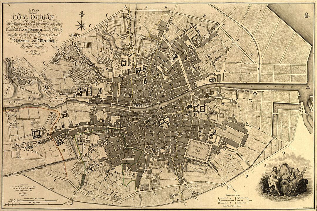 1797 Dublin Ireland Vintage Style City Plan Map Jigsaw Puzzle