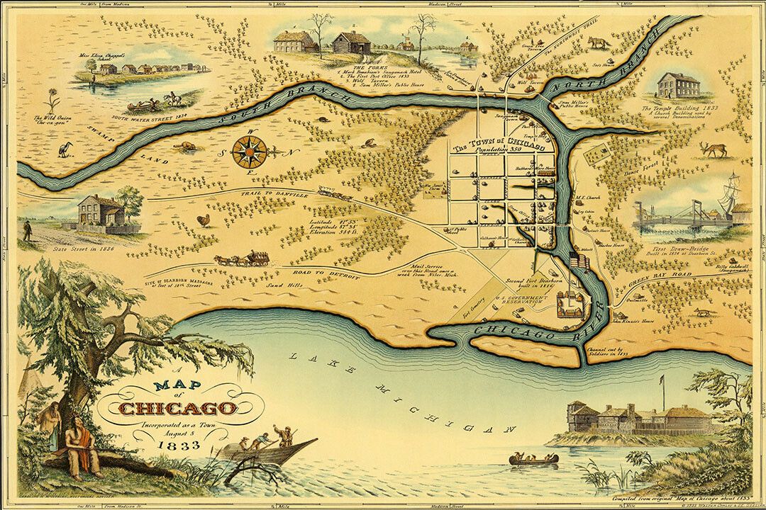 1830S Map Of The Town Of Chicago Vintage Centennial Map Jigsaw Puzzle