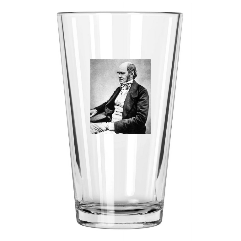 1854 Scientist Charles Robert Darwin Photo Evolution Pint Beer Drinking Glass