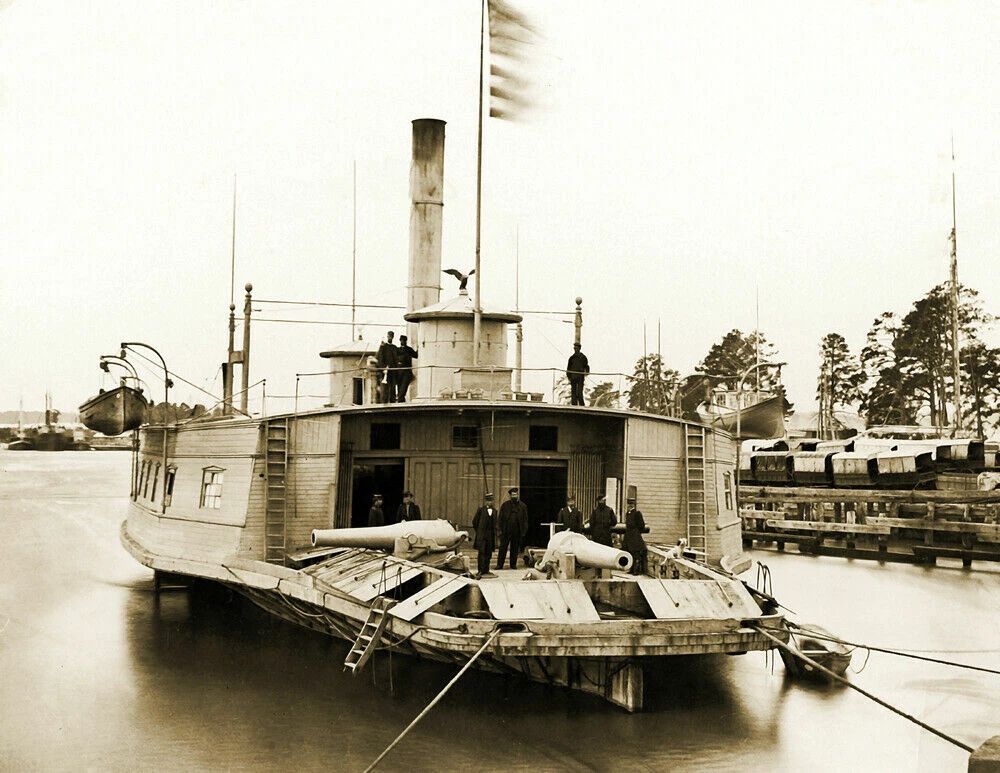 1861 Us Navy Gunboat Commodore Perry Vintage Old Photo Reprint