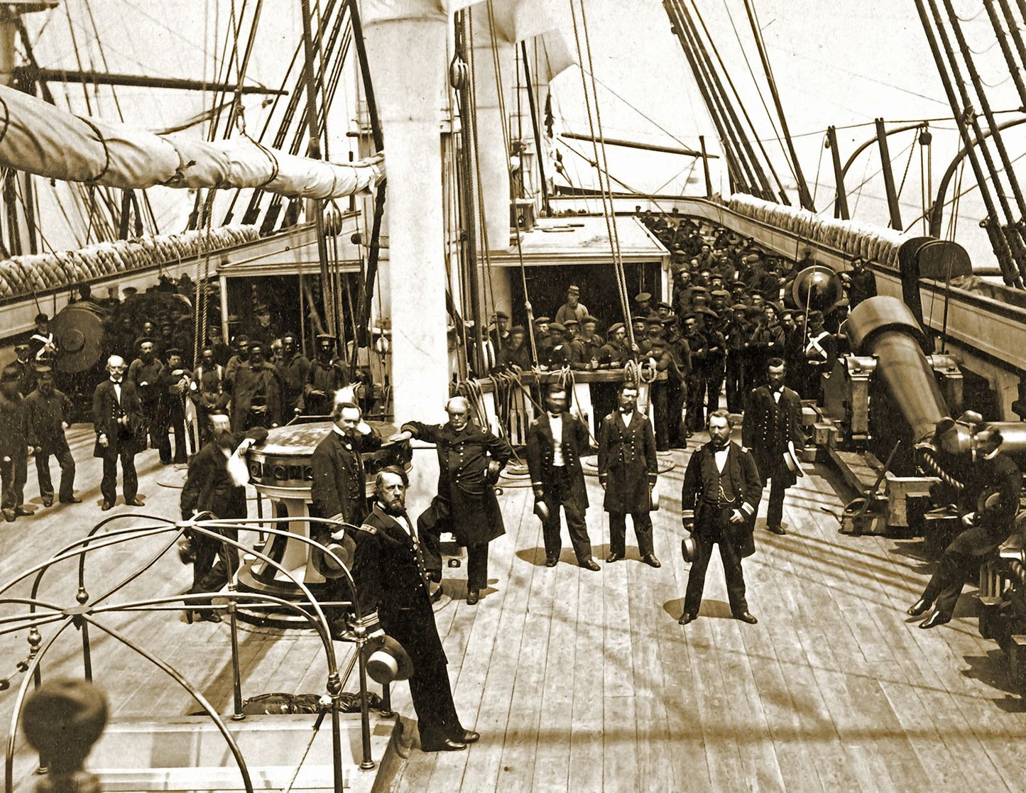 1863 Deck & Crew Of U.S. Ship Vermont Boat Vintage Old Magnet Reprint