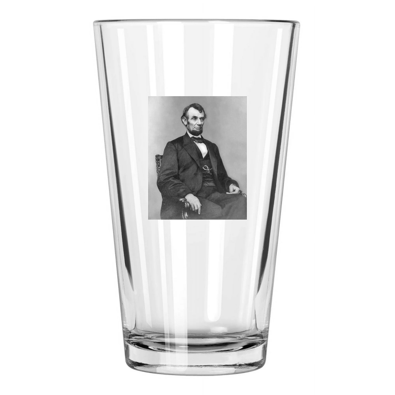 1864 16Th Us President Abraham Lincoln Photo Historical Pint Beer Drinking Glass