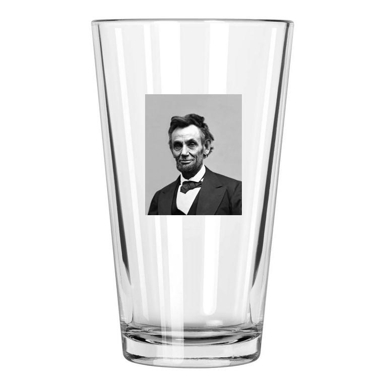 1865 16Th Us President Abraham Lincoln Photo Historical Pint Beer Drinking Glass