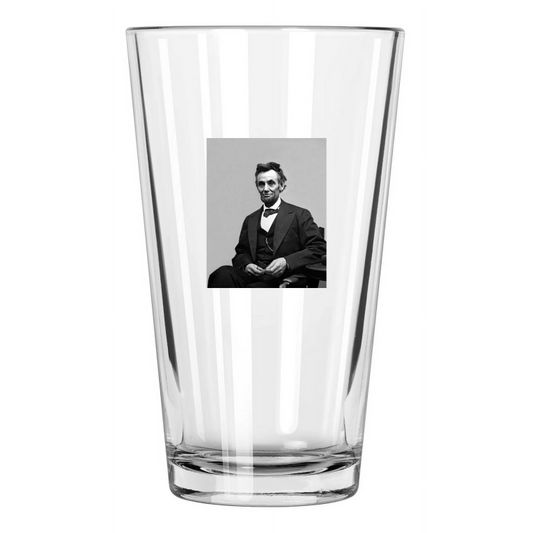 1865 Us President Abraham Lincoln Photo Historical Pint Beer Drinking Glass