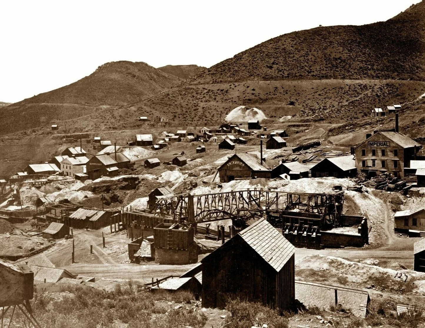 1867 Gold Hill Nevada Cityscape Old Vintage Keychain Reprint