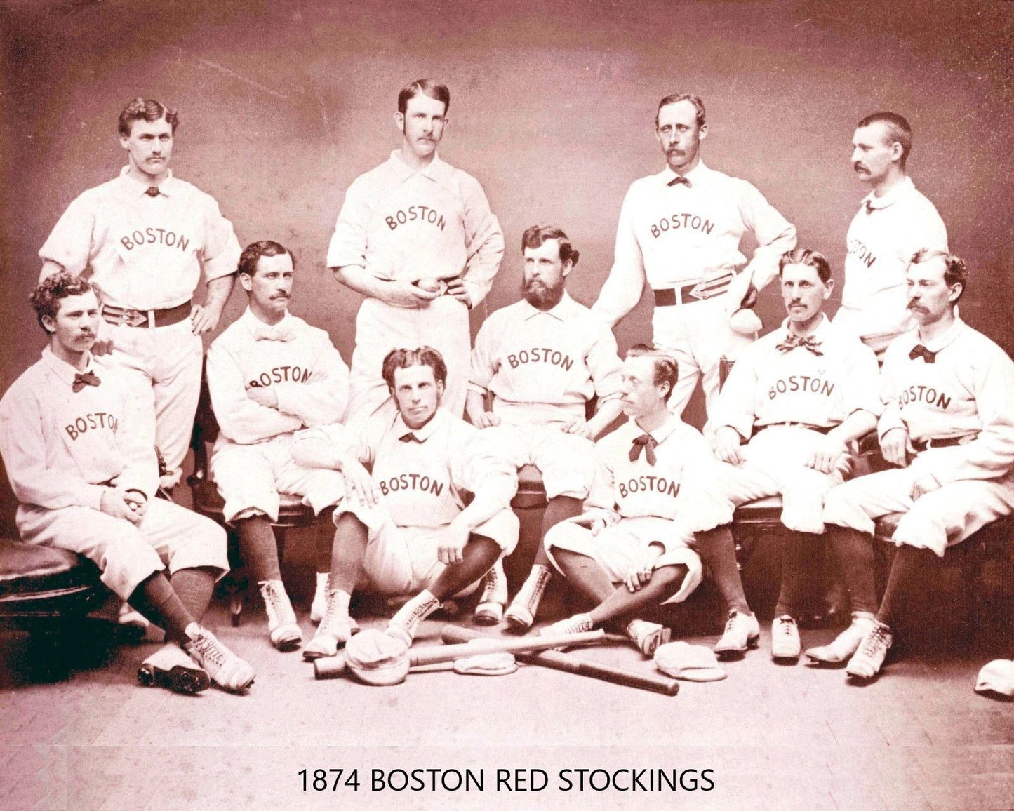 1874 Boston Red Stockings Team Keychain Baseball Picture Mlb