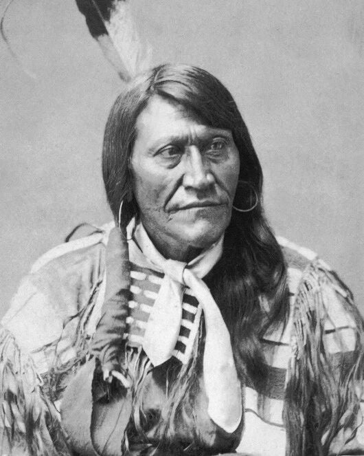 1875 Native American Indian Chief Two Strike Glossy Magnet Brule Sioux Print