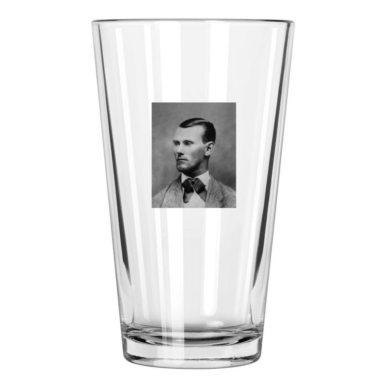 1876 American Outlaw Jesse James Old West Portrait Pint Beer Drinking Glass