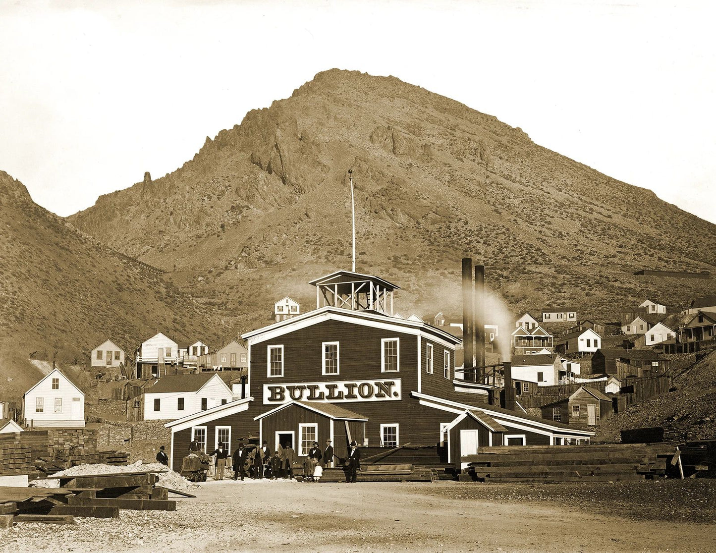 1877 Bullion Mine Virginia City Nevada Old Vintage Retro Magnet Picture Print
