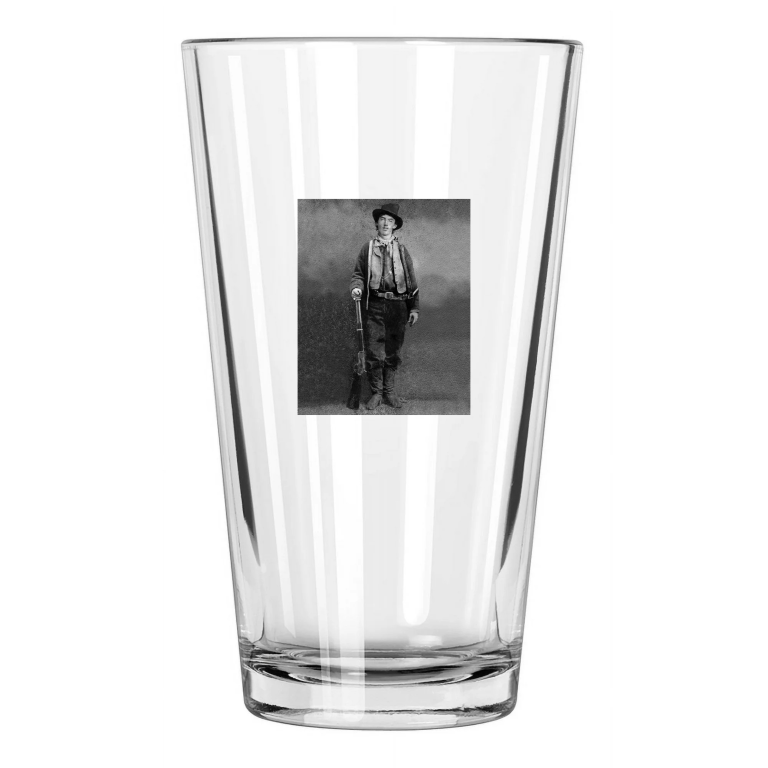 1879 Old West Outlaw Billy The Kid Vintage Gunfighter Pint Beer Drinking Glass