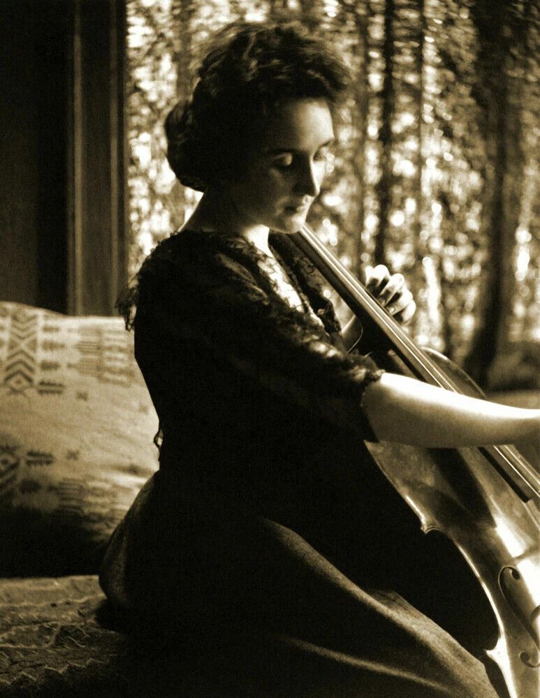 1880'S Woman Playing Cello Musical Instrument Old Magnet Reprint