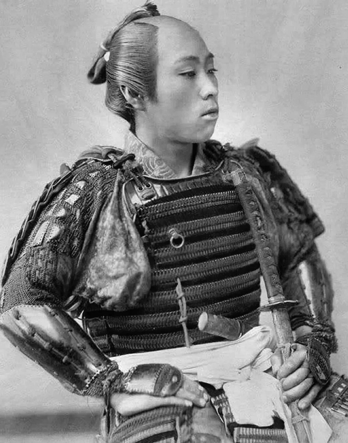 1880S Japanese Samurai Warrior In Full Armor & Sword Picture Keychain