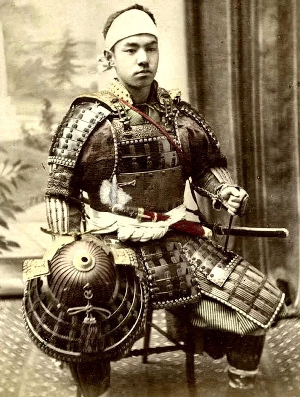1880S Japanese Samurai Warrior In Full Armor Historic Picture Keychain