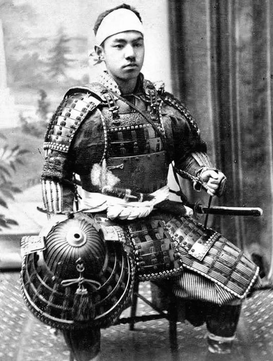 1880S Japanese Samurai Warrior In Full Armor Vintage Picture Magnet