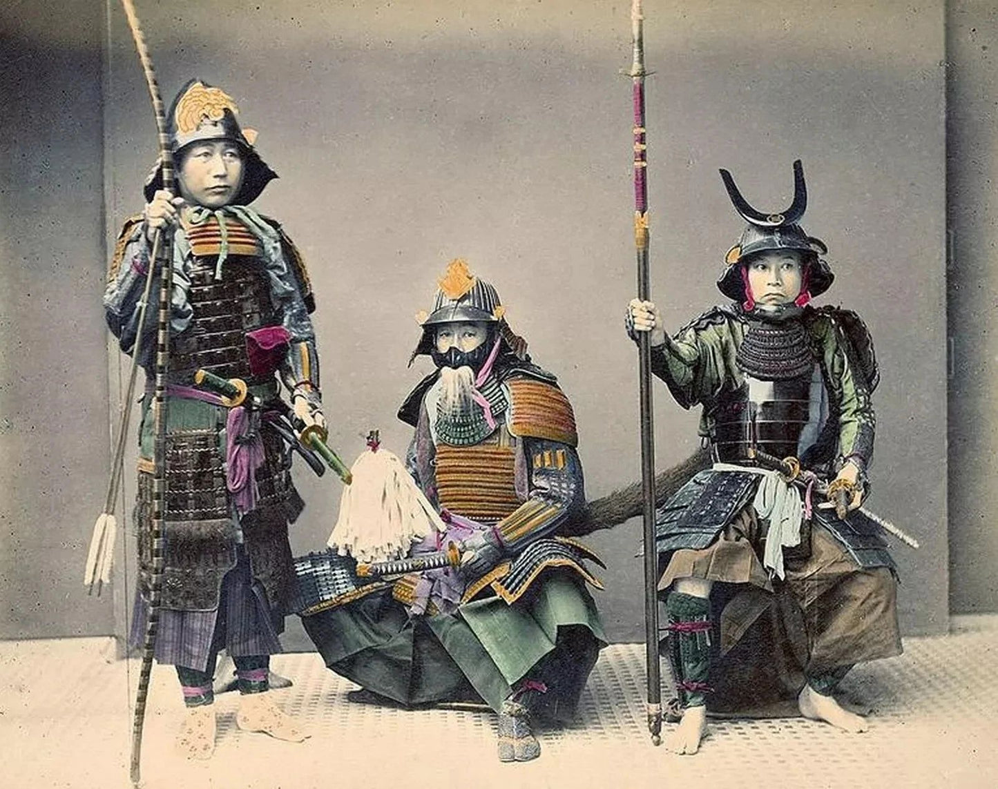 1880S Three Samurai From Meihi Era Of Fuedal Japan Retro Picture Magnet