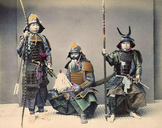 1880S Three Samurai From Meihi Era Of Fuedal Japan Retro Picture Photo