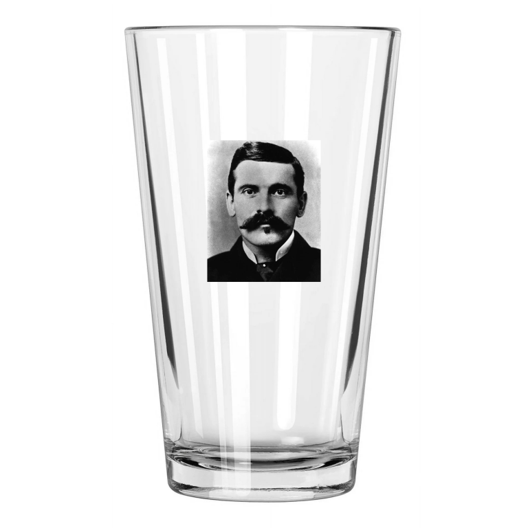 1882 Gunfighter John 'Doc' Holliday Vintage Old West Portrait Pint Beer Glass