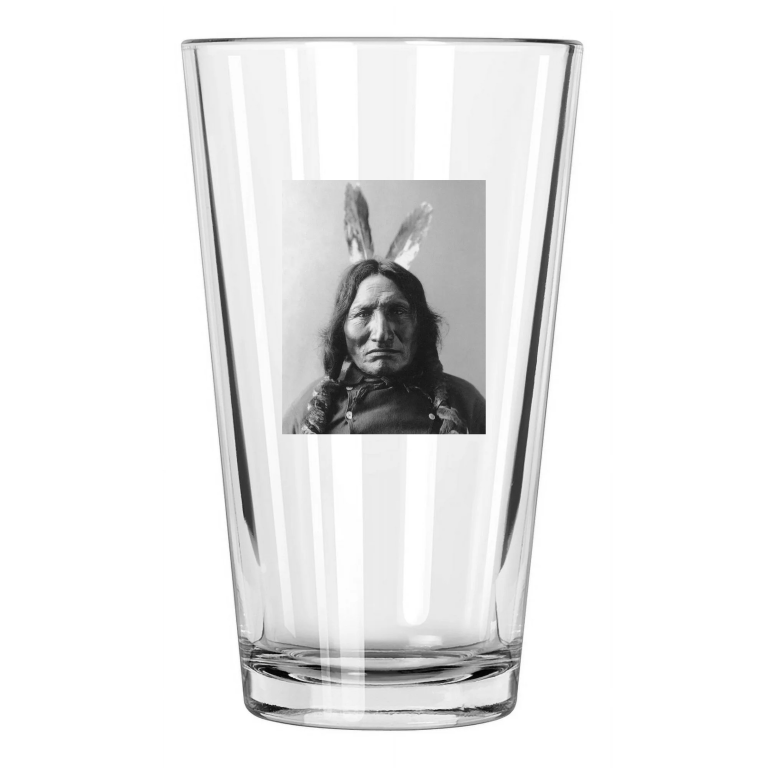 1883 Native American Indian Chief Red Horse Photo Sioux Pint Beer Drinking Glass