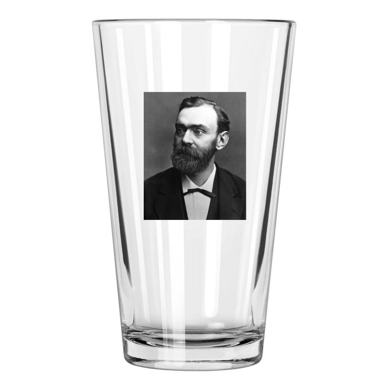 1885 Inventor Engineer Alfred Nobel Nobel Prize Portrait Pint Beer Glass