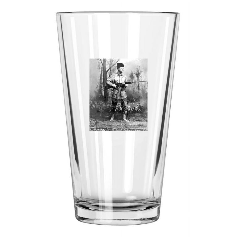1885 Theodore 'Teddy' Roosevelt Photo Studio Hunting Pint Beer Drinking Glass