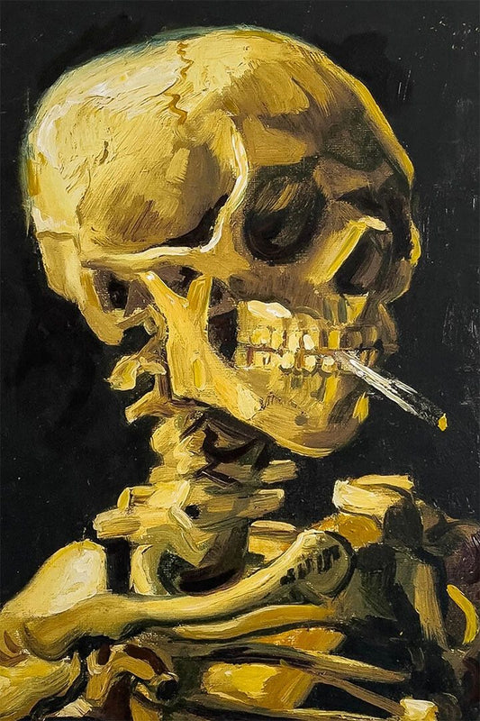 1886 Skull Of A Skeleton With A Burning Cigarette Keychain