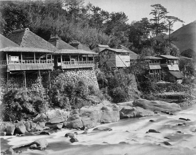 1887 Japan Tea Houses Japanese Asian History Vintage Retro Picture Keychain