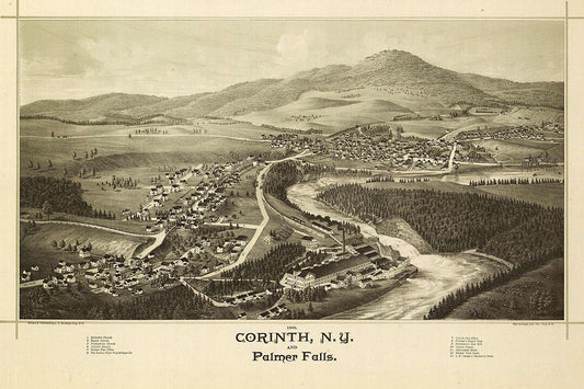 1888 Corinth New York Vintage Old Panoramic City Map Magnet