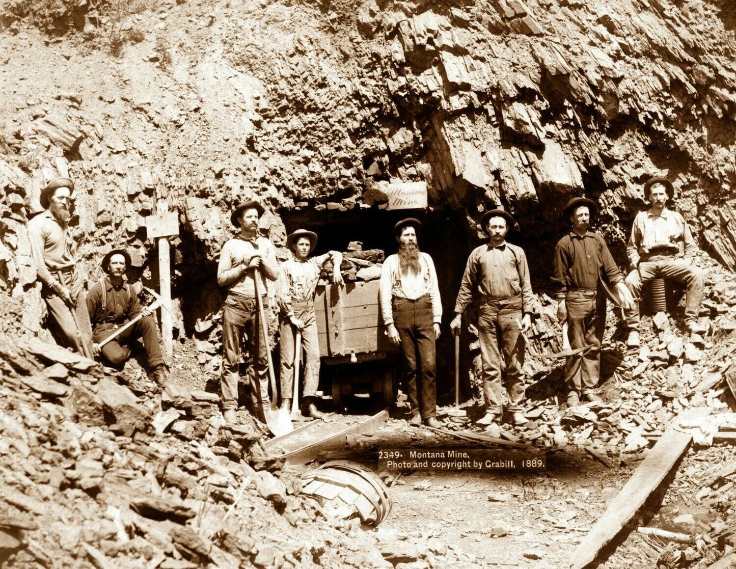1889 Montana Mine And Miners Vintage Magnetgraph Reprint