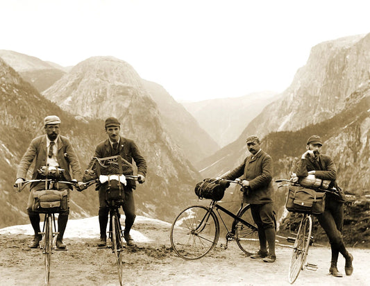 1890 Four Men On Bike Ride Norway Vintage Retro Old Keychain Reprint