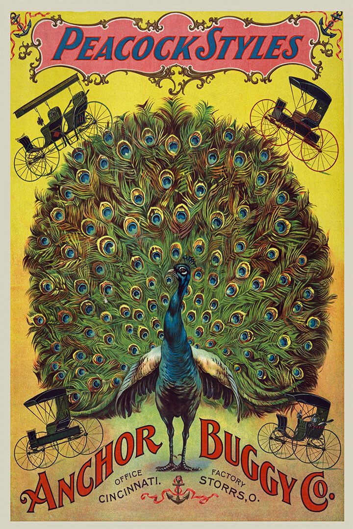 1890S Anchor Buggy Carriage Peacock Adertisement Magnet