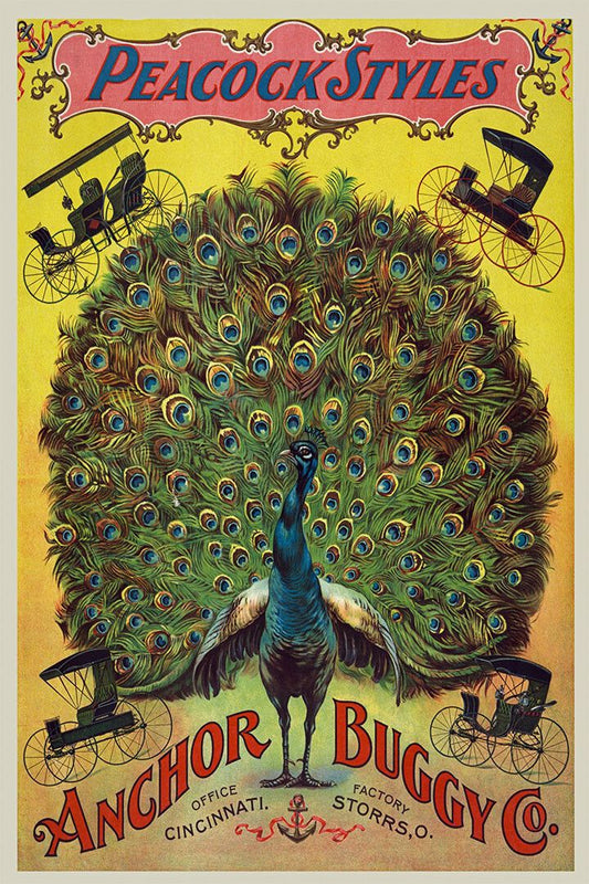1890S Anchor Buggy Carriage Peacock Adertisement Magnet