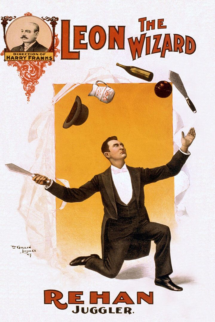 1890S Circus Juggling Leon The Wizard Rehan Wall Art Home Poster