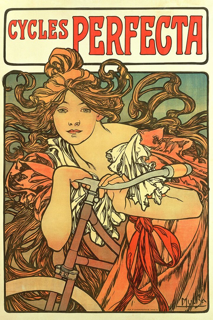1890S Classic Cycling Alphonse Mucha Cycles Perfecta Keychain
