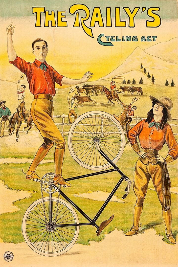 1890S The Railys Cycling Act Vintage Bicycle Acrobat Magnet