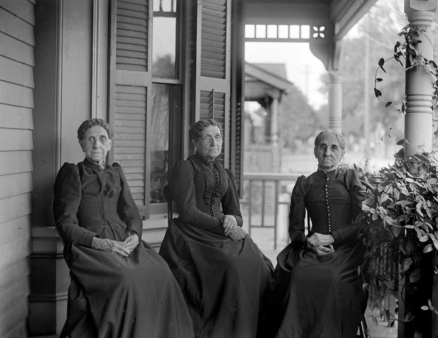 1893 Three Sisters Sitting Porch Vintage Old Photo Picture Reprint