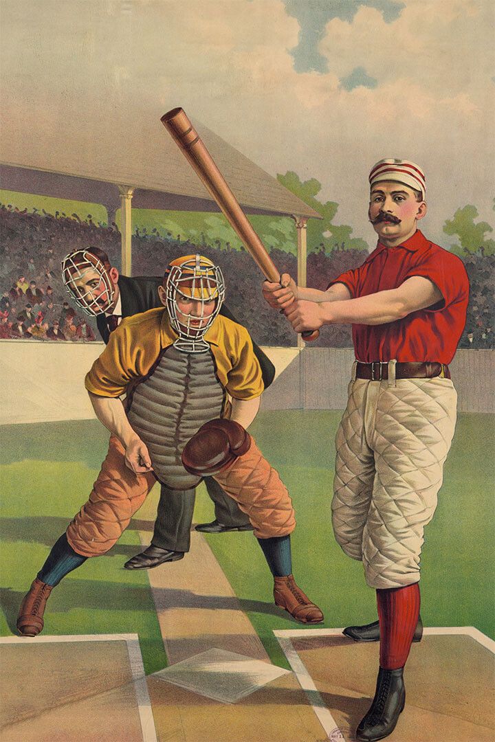 1895 Baseball Batter Vintage Style Baseball Keychain