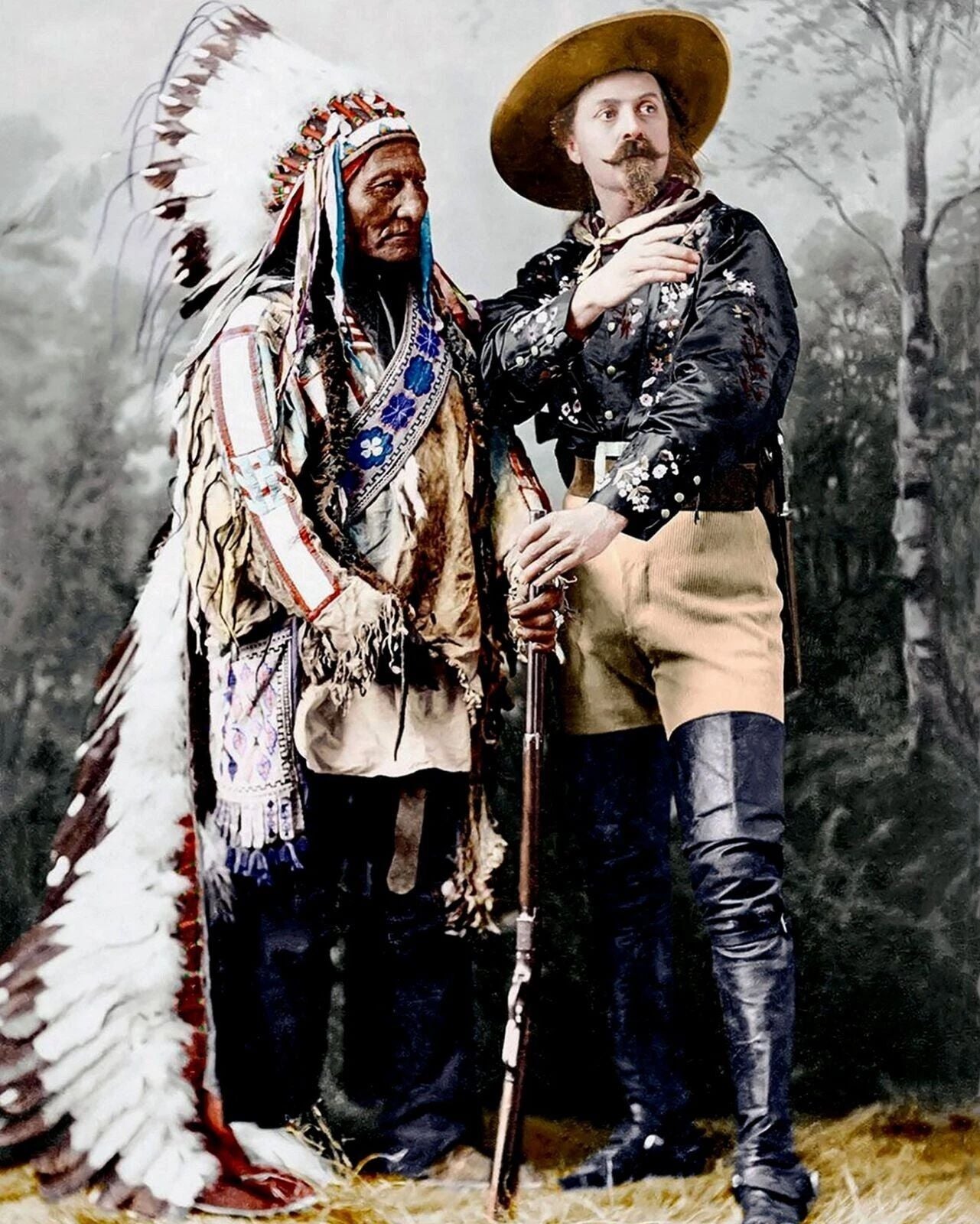 1895 Sitting Bull & Buffalo Bill American Frontier Color Poster Photo