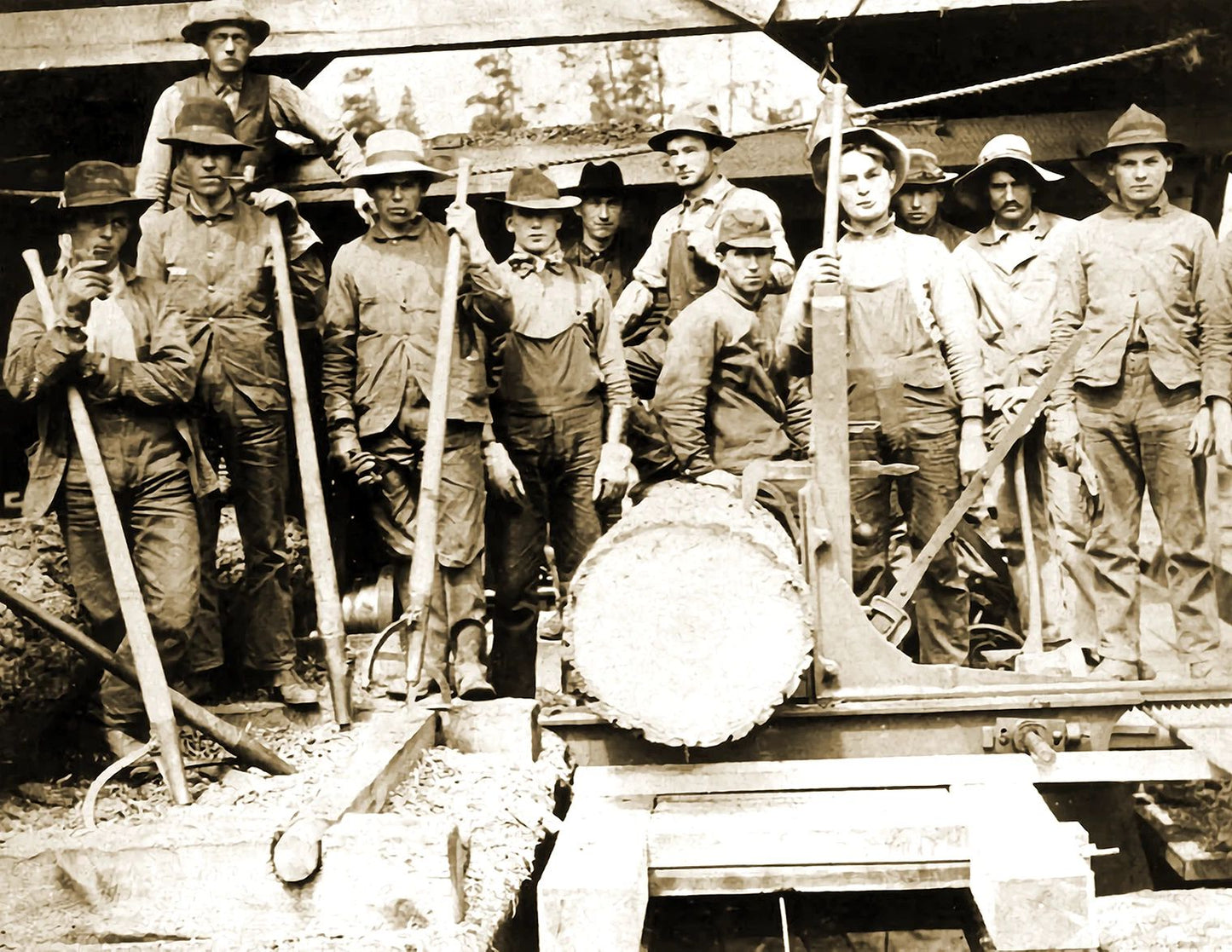 1895 Sawmill And Crew Latah County Idaho Old Keychain Historic Reprint